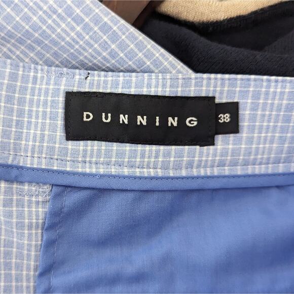 Men's Dunning Golf Shorts Pale Check Gingham Blue 38 Waist Preppy 10" Inseam - Picture 4 of 8